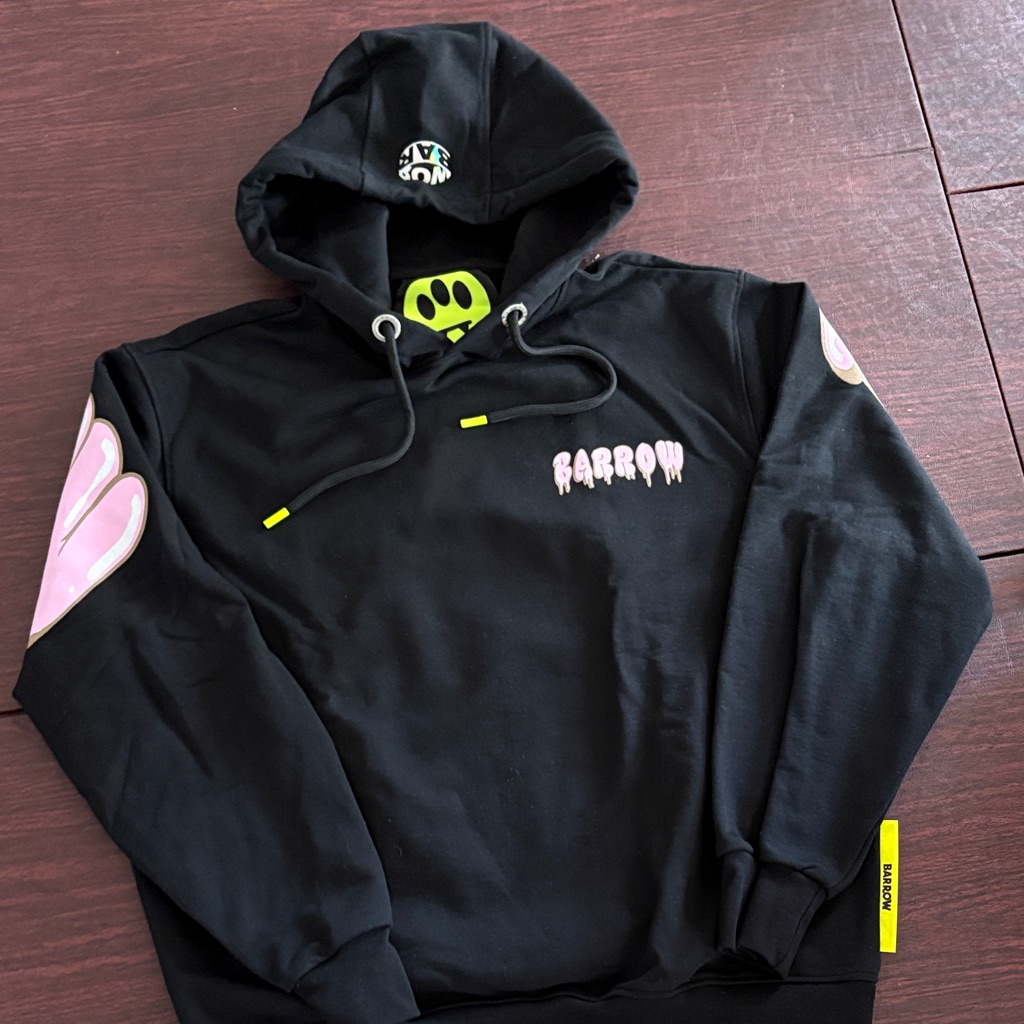 Barrow Black Hoodie With Pink And Yellow Accents. M